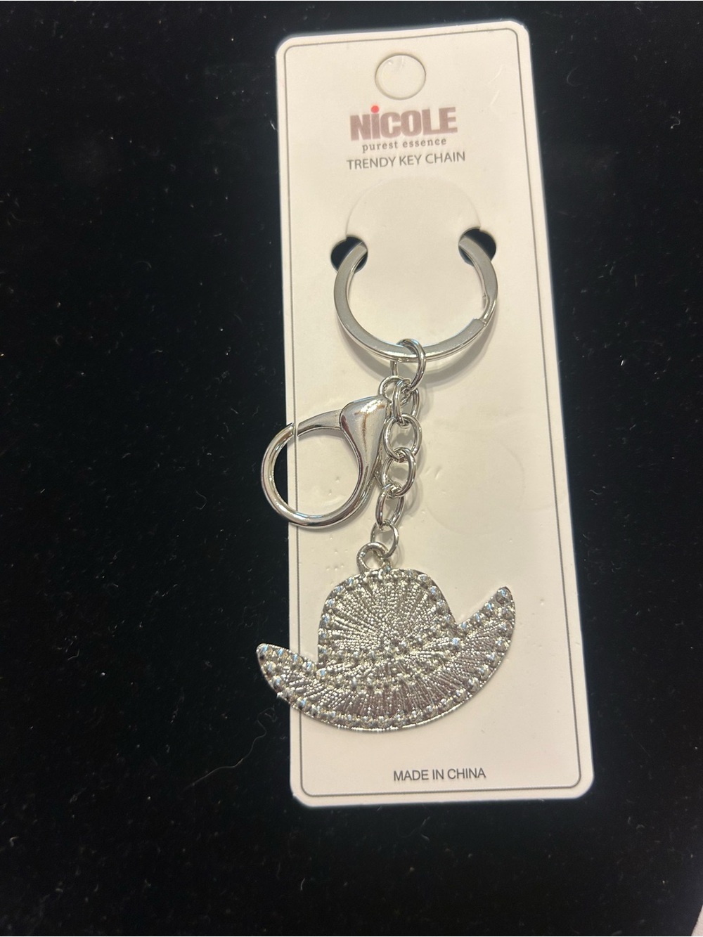 Nicole Rhinestone Cowboy Hat Keychain Bag Charm Western Cowgirl - Picture 2 of 2